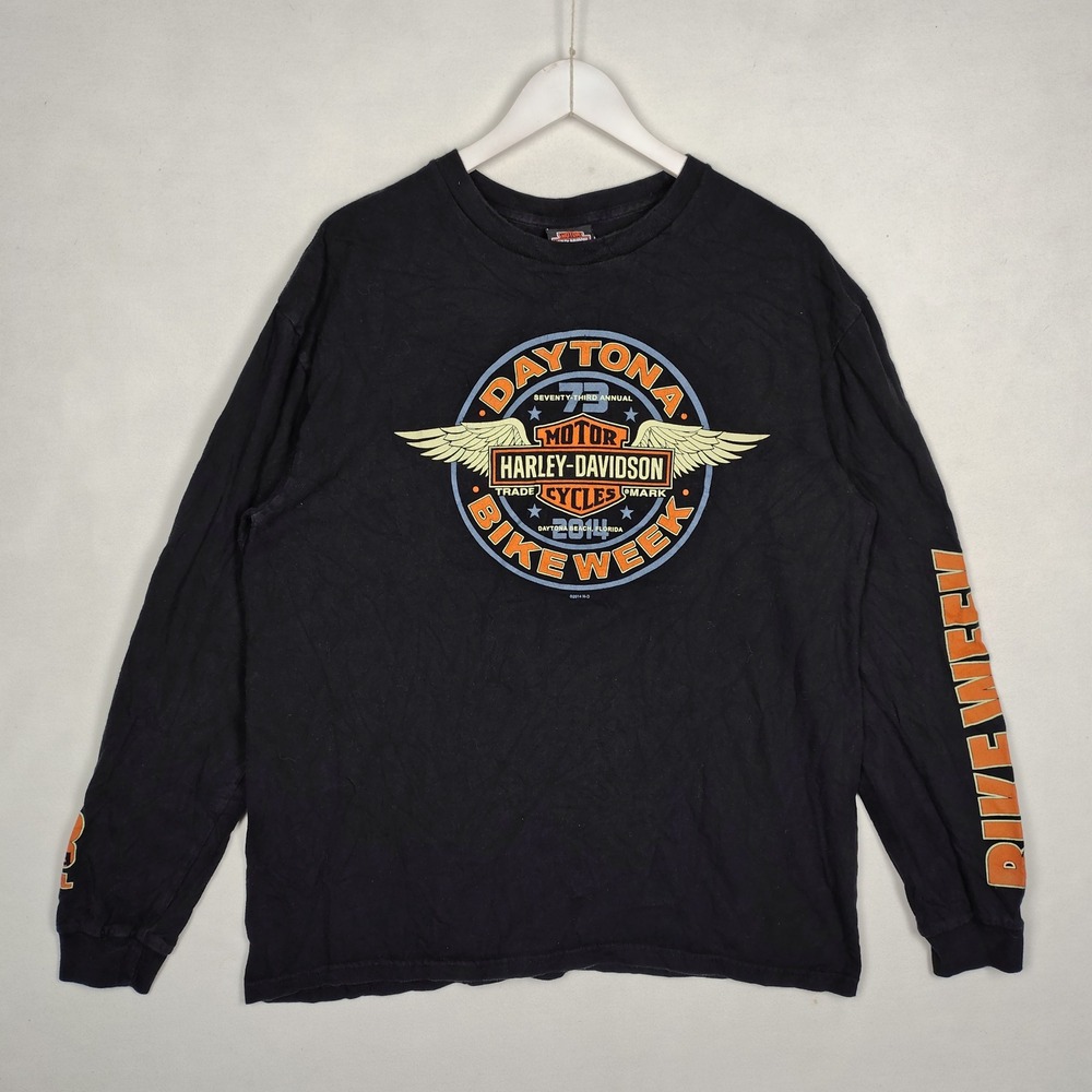 Harley Davidson Daytona Bike Week 2014 Long Sleeve T-Shirt Mens XL Black Graphic